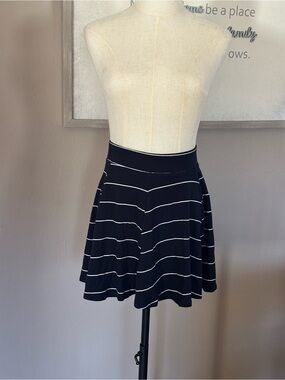 Bershka Black Skater Skirt with White Stripes